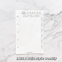 Load image into Gallery viewer, INS Minimal Style Printed Inserts - Mini/Micro 5 rings - 68 x 106 mm