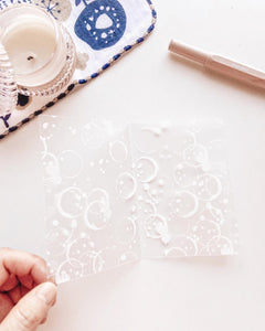 FD40 - Regular Pocket Rings - Plastic Folder - White print Coffee stains