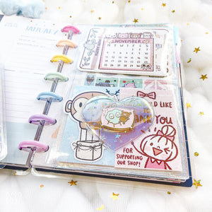 JD52 - Mini Happy Planner - Clear Glitter & Holo Combo Jelly dashboards with heart window