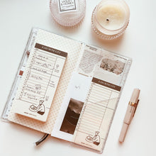 Load image into Gallery viewer, JD107F - Hobonichi Weeks Regular/Mega - White-Print Floral Clear Cover with pockets