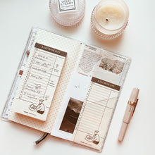 Load image into Gallery viewer, PREORDER - JD107F - Hobonichi Weeks Regular/Mega - White-Print Floral Clear Cover with pockets