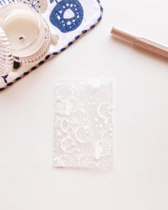 FD40 - Regular Pocket Rings - Plastic Folder - White print Coffee stains