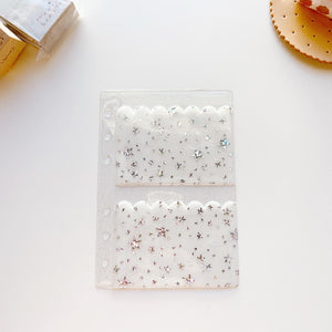 JD95 - A6 Rings - Star Glitter Dashboards w/ two milky white scalloped pockets