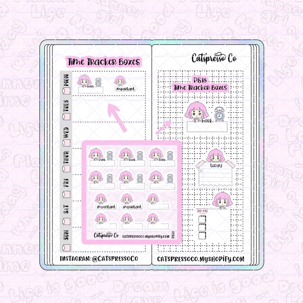 PS18 - Time Tracker Boxes Planner Sticker