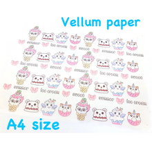 Load image into Gallery viewer, Ice Cream Vellum - Full Sheet in A4 size - Hand drawn kawaii ice creams