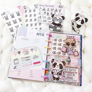 JD56 - Mini Happy Planner - Blush Pink Star Jelly dashboards with two scalloped pockets